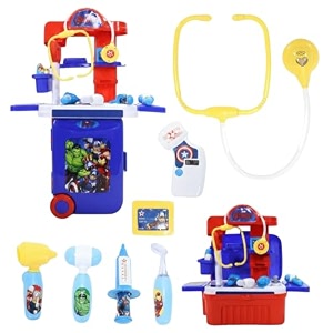 marvel avengers doctor set portable medical trolley for kids with stethoscope amp light effects 9-piece heroic educational toy play set for kids aged 3 safe amp engaging role play kit
