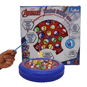 marvel avengers musical fishing game for kids battery operated rotating board with 21 fishes amp 4 fishing poles interactive educational toybirthday gift for boys amp girls ages 3 red