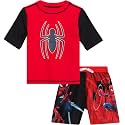 Marvel Boys Rash Guard Set 2 Piece Hulk Spiderman Swim Shirt &amp; Swim Trunks