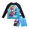 Marvel Boys Rash Guard Set 2 Piece Hulk Spiderman Swim Shirt &amp; Swim Trunks