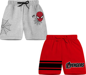 marvel by miss  chief short for boys  girls casual printed cotton blend grey pack of 2