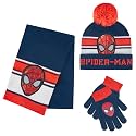 Marvel Spider-Man Kid’s Winter Hat Snow Gloves and Scarf for Boys and Toddlers 3 Pc Set Warm Pom-Pom Beanie with Accessories