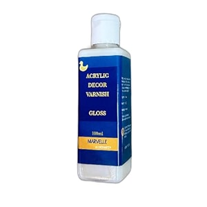 marvelle gloss decor varnish 100ml  quick dry protective varnish for acrylic canvas glass wood amp clay artwork  clear finish for paintings amp crafts