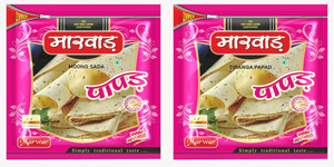 marwar papad combo-moong sada  tiranga papad-zipper pack400 gm each-7 inch size masala papad pack of 2 800 g
