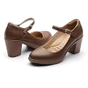 Cusolemore Mary Jane Heels with Arch Support, Closed Round Toe Chunky Pumps for Women, Comfortable Block Heel Dress Shoes