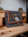 mas navi Blue, Brown Sling Bag Imported Fabric Vegan Leather Fashion Bags