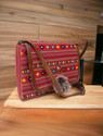 mas navi Red, Brown Sling Bag Imported Fabric Vegan Leather Fashion Bags
