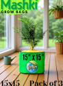 MASHKI Hdpe Grow Bags 250 GSM, Green Bags For Plants of size 15x15 inches, Plant Bags Grow Bag