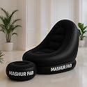 Inflatable Leisure Sofa Chair with Footstool 2-in-1 Portable Recliner Lounge Bed Set - Durable Flocking Lazy Couch for Indoor & Outdoor Use Lightweight, Foldable,Camping & Home Relaxation.