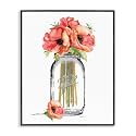 Mason Jar Poppies Floral Still Life, 24 x 30 Inch Framed Giclée Print