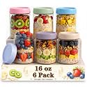 Mason jars 16 oz with lids, Chia Pudding Jars, Jar for Overnight Oats