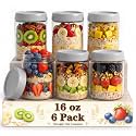 Mason Jars 16 oz with Lids, Yogurt Containers with Lids, Overnight Oats Jar