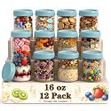 Mason Jars 16oz with Lids, Overnight Oats Container, Glass Storage Jars
