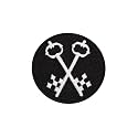 Masonic Crossed Keys Round Patch - Machine Embroidered Iron on Emblem no Sewing Needed - 3x3 Inches Masonic Badge for Aprons, Vests, Bags & Apparel