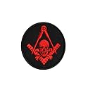 Masonic Widows Son Skull & Crossbones Patch - Machine Embroidered Iron on Emblem no Sewing Needed - (3x3 Inches) Masonic Badge for Aprons, Vests, Bags & Apparel