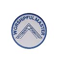 Maspnic Worshipful Master Patch - Machine Embroidered Iron on Emblem no Sewing Needed - 3x3 Inches Masonic Badge for Aprons, Vests, Bags & Apparel