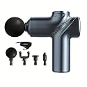Massage Gun Deep Tissue, Silent Brushless Motor and Portable Massage Gun with 4 Interchangeable Heads for Deep Muscle Relief and Relaxation, Relax Gift (Blue Button)