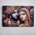 Masstone Radha Krishna Crystal Embedded High Gloss Surface with Golden Slim Frame Embossed 12 inch x 18 inch Painting