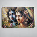 Masstone Radhe Krishna Crystal Embedded High Gloss Surface with Golden Slim Frame Embossed 12 inch x 18 inch Painting