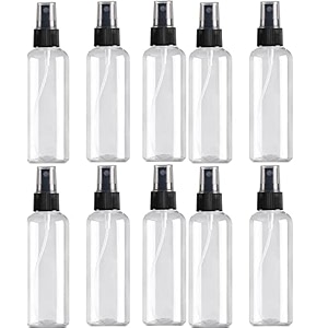 10pcs spray bottles 100ml clear plastic empty fine mist set small refillable liquid containers 10 pcs black