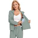 Mastectomy Zip Jacket Coat with Drain 4 Pockets After Post Breast Surgery Lightweight Warm Up Tops Shirt