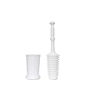 Master Plunger MP500-4TB Heavy Duty Bathroom Toilet Plunger Kit with Tall Bucket Caddy Equipped with Air Release Valve, White