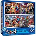 MasterPieces Puzzle Set - 4-Pack 100 Piece Jigsaw Puzzle for Kids - Justice League 4-Pack - 8"x10"