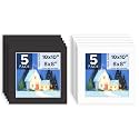 Mat Board Center, 10 Pack 10x10 Photo Mat for 8x8 Pictures, White &amp; Black