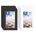 Mat Board Center, 10 Pack 4x6 Photo Mat for 3x5 Pictures, White &amp; Black