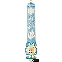 Matashi Hand Painted 5.7" Blue Dove Mezuzah with Gold Accents