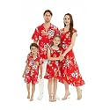 Matchable Family Hawaiian Luau Men Women Girl Boy Clothes in Hibiscus Red