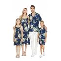 Matchable Family Hawaiian Luau Men Women Girl Boy Clothes in Pineapple Garden Navy