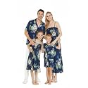 Matchable Family Hawaiian Luau Men Women Girl Boy Clothes in Pineapple Garden Navy