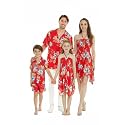 Matchable Family Hawaiian Luau Men Women Girl Boy Clothes in Hibiscus Red