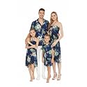 Matchable Family Hawaiian Luau Men Women Girl Boy Clothes in Pineapple Garden Navy