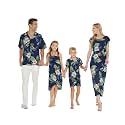 Matchable Family Hawaiian Luau Men Women Girl Boy Clothes in Pineapple Garden Navy