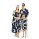 Matchable Family Hawaiian Luau Men Women Girl Boy Clothes in Pineapple Garden Navy
