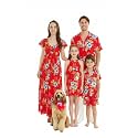 Matchable Family Hawaiian Luau Men Women Girl Boy Clothes in Hibiscus Red