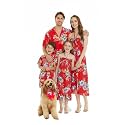 Matchable Family Hawaiian Luau Men Women Girl Boy Clothes in Hibiscus Red