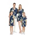 Matchable Family Hawaiian Luau Men Women Girl Boy Clothes in Pineapple Garden Navy