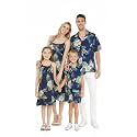 Matchable Family Hawaiian Luau Men Women Girl Boy Clothes in Pineapple Garden Navy