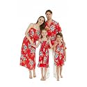 Matchable Family Hawaiian Luau Men Women Girl Boy Clothes in Hibiscus Red