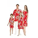Matchable Family Hawaiian Luau Men Women Girl Boy Clothes in Hibiscus Red