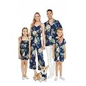 Matchable Family Hawaiian Luau Men Women Girl Boy Clothes in Pineapple Garden Navy