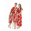 Matchable Family Hawaiian Luau Men Women Girl Boy Clothes in Hibiscus Red