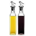 Matema Oil Dispenser,Olive Oil Bottle Drizzler for Kitchen,2 Pcs Vinegar Bottle 250ml Lead-Free Clear Glass Oil Bottle Set,with Spouts (250ML-2)