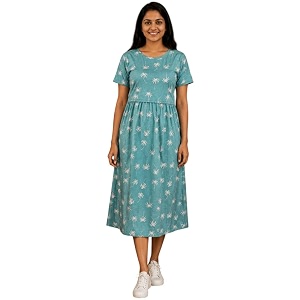 Maternity Feeding Maxi Dress with Pockets Green