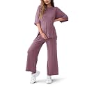 Maternity Lounge Set, 2 Piece Matching Set with Wide Leg Pants