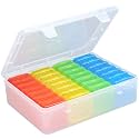 Mathtoxyz Bead Organizer Box(Red,Yellow,Blue,Green), Small Bead Organizers and Storage Plastic Cases Mini Clear Containers Boxes with Hinged Lid for Bracelet Making DIY Jewelry Craft