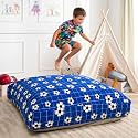 Matini Home Sensory Crash Pad - Non Slip Bottom, Soft Fabric Sensory Pads, Landing Mat for Jumping, Relaxing & Play - 48" x 72", Blue Soccer Ball